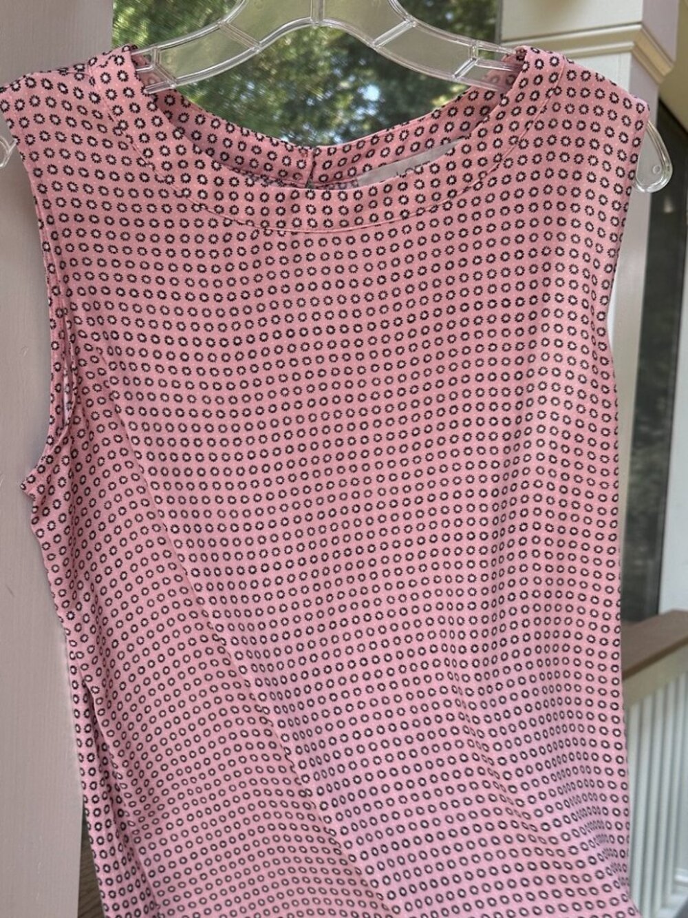 LOFT by Ann Taylor Pink Sleeveless Crew Neck Blouse Top Tank Daisies Size Large